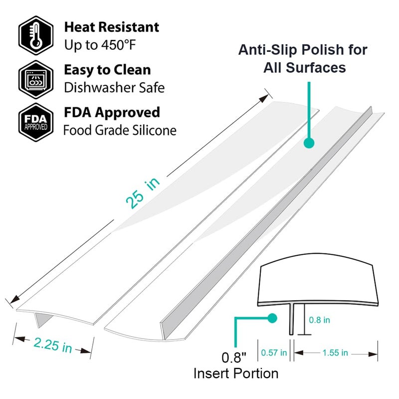 Mofason Stove Counter Gap Cover, Kitchen Silicone Oven Gap Filler â€“ 25 Inches Countertop Strips Gap Guard, Easy to Clean (White) - Image 2